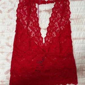Frederick's of Hollywood Scarlet Lace Top